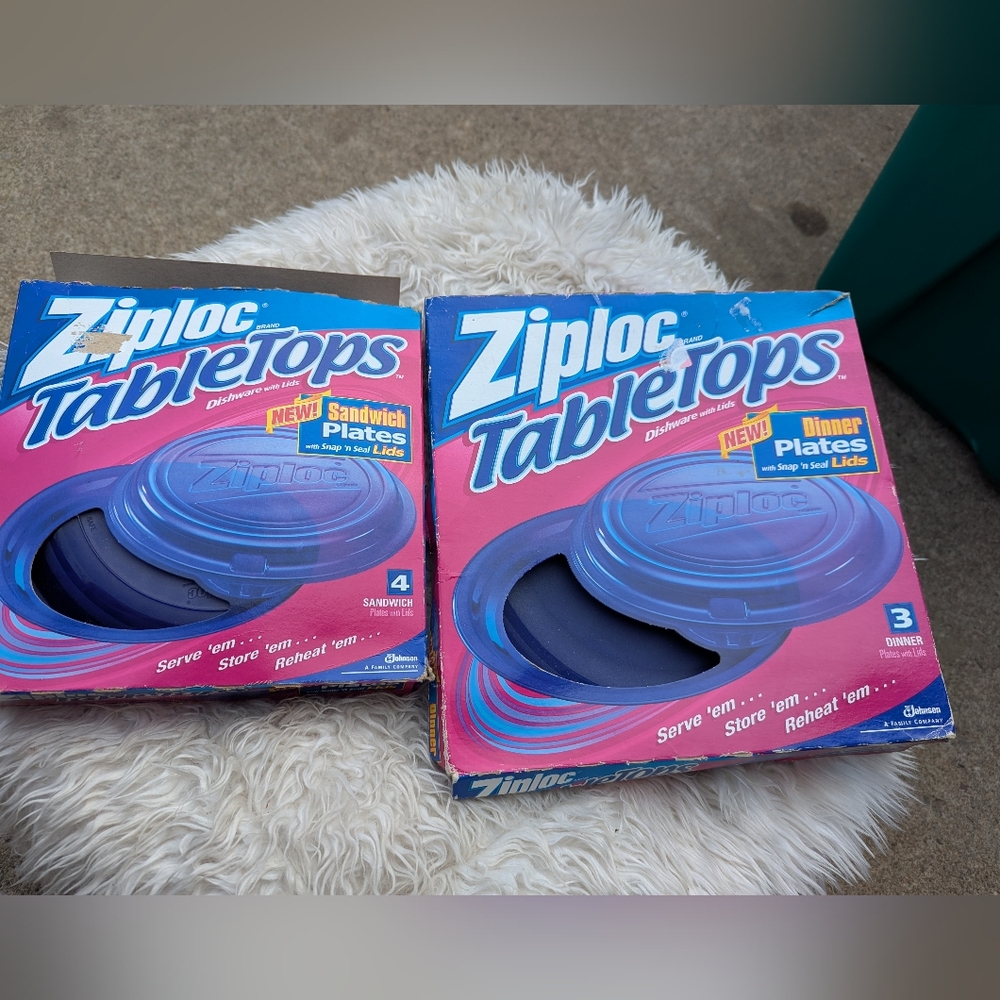 Ziploc TableTops 3 pk Dinner Plates & with Snap 'n Seal Lids New in Box Unopened